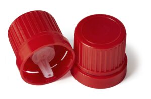 Druppeldop PE rood + garantie voor olie, opening 1,2mm