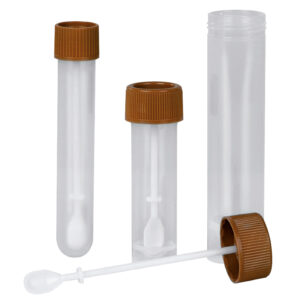 faecespotje PS + schepje PE 30ml bruine schroefdop