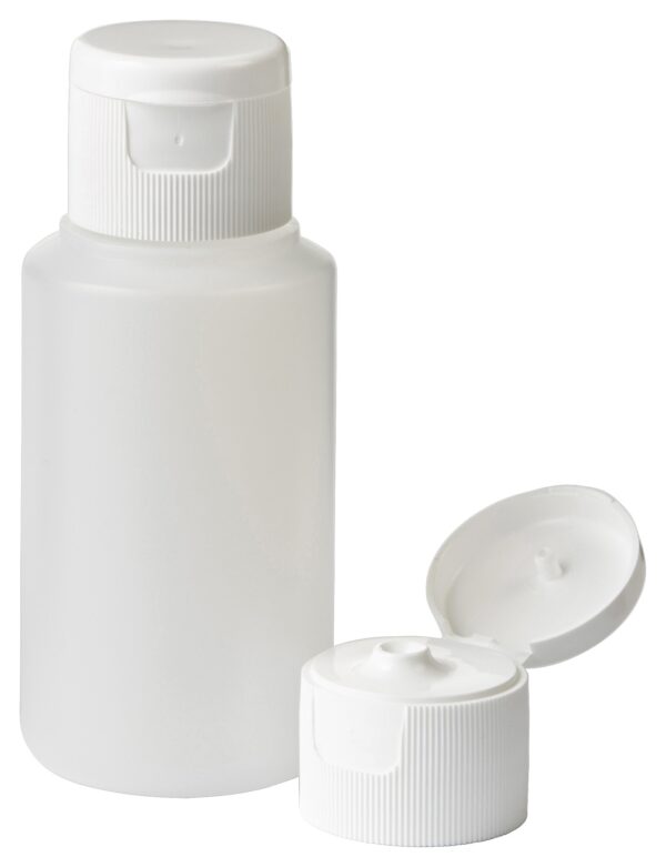 Fles HDPE naturel 100ml met 28 mm schroefmonding, inclusief spuitdop.